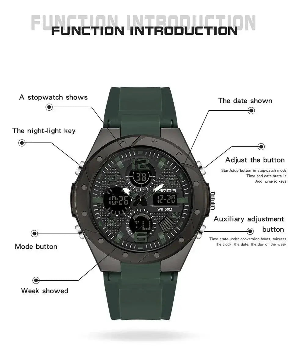 SANDA Women LED Sports Watch Waterproof Timepiece Pro