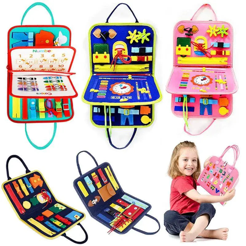 Montessori Busy Board Sensory Toy for Travel Activities