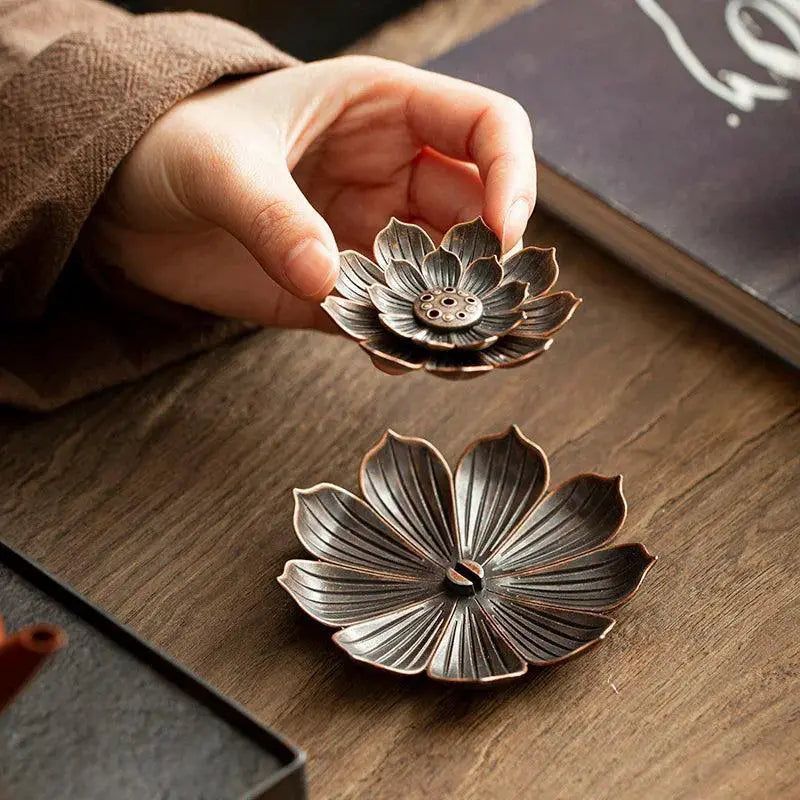 Alloy Lotus Incense Burner For Zen Home Decor Yoga