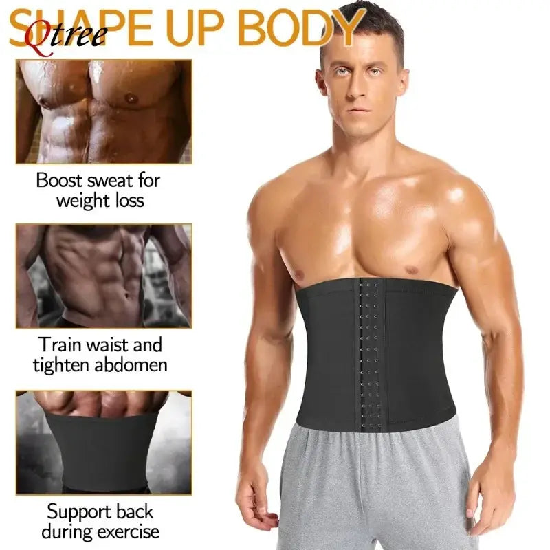 Qtree Mens Abdomen Reducer Sweat Trimmer Belt For Fitness