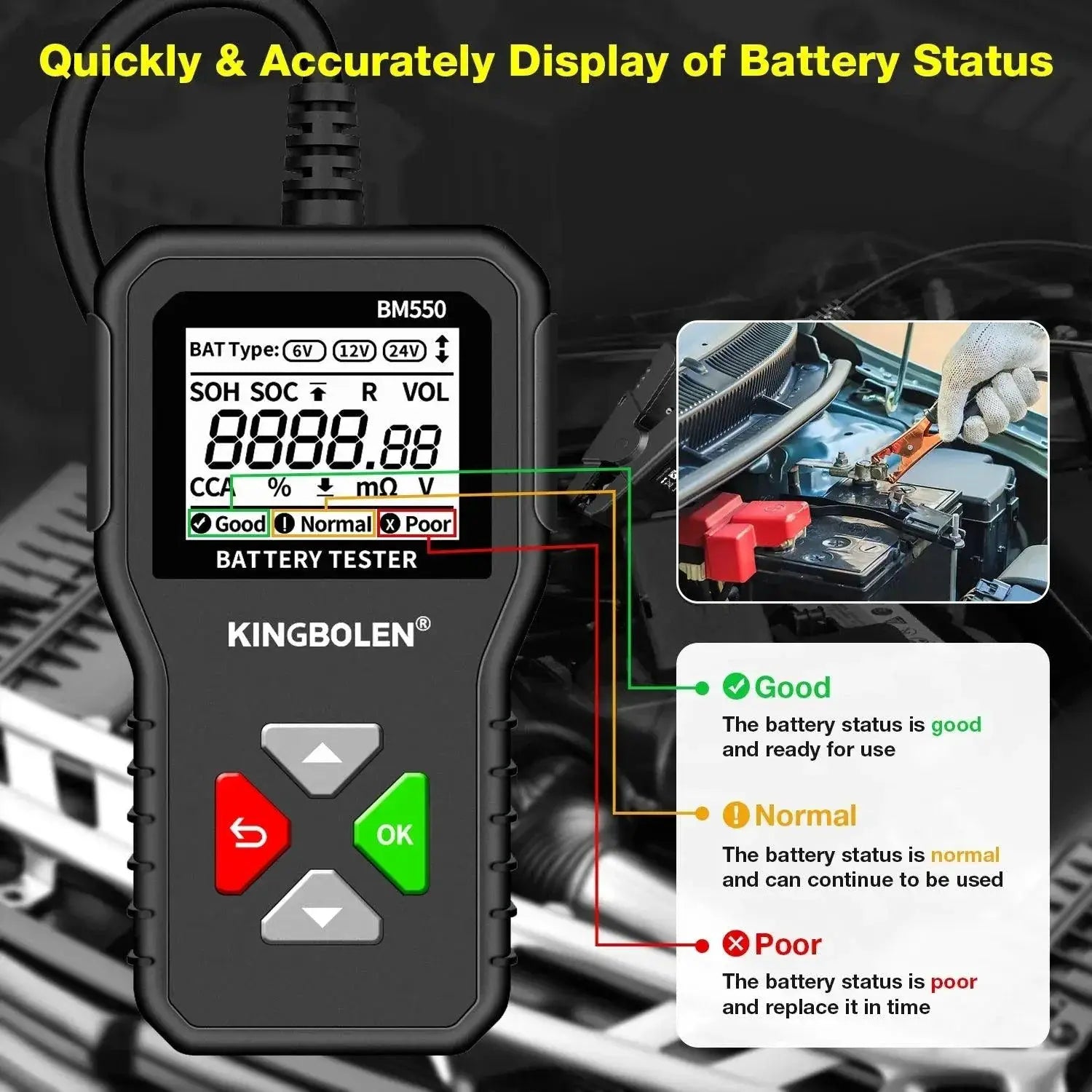 Kingbolen BM550 Car Battery Analyzer For Vehicle Health