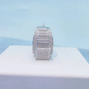 Gold Plated Sterling Silver Silver CZ Hip Hop Ring