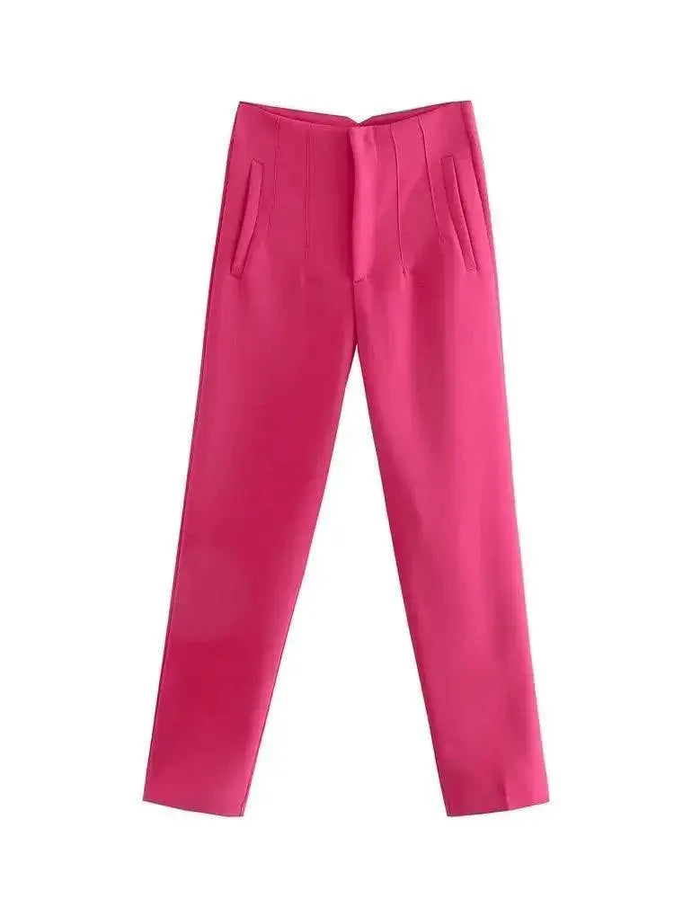 High Waist Slim Fit Cropped Pants All Season Versatile Wear