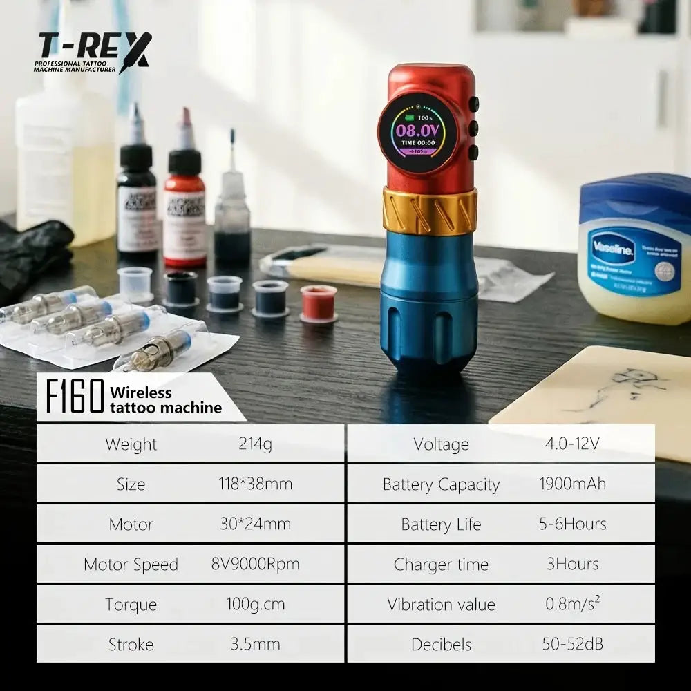 XNET F160 Wireless Tattoo Machine Direct-Drive 3.5mm Stroke Tattoo Pen 1900mah Battery Capacity For Tattoo Artists Beginners