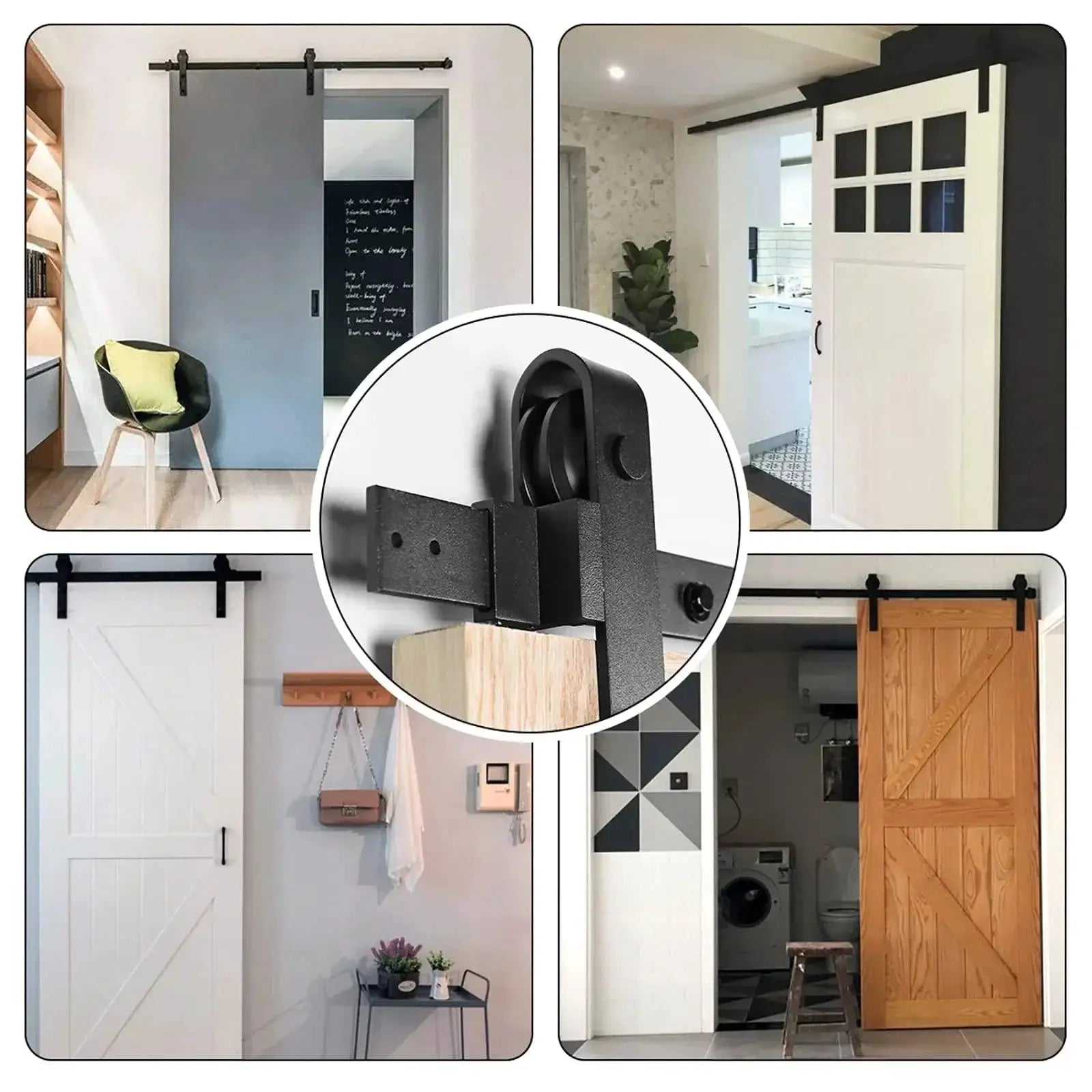 US Sliding Barn Door Hardware Kit 6.6ft 8ft 10ft Heavy Duty