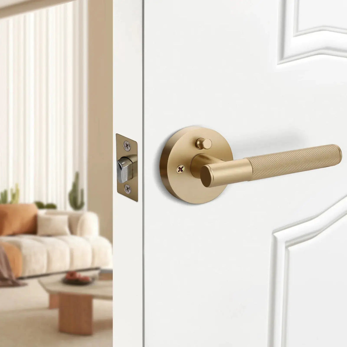 Matte Gold Privacy Door Handle Lever — product view 4
