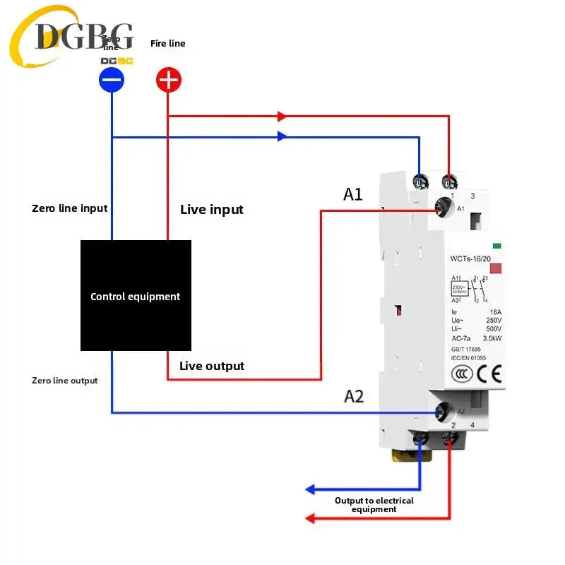 Din Rail Mounted Household Modular AC Contactor 2P 16A 20A 25A 2NO 2NC 1NO 1NC AC220V AC230V 50/60Hz for Smart Home Hotel