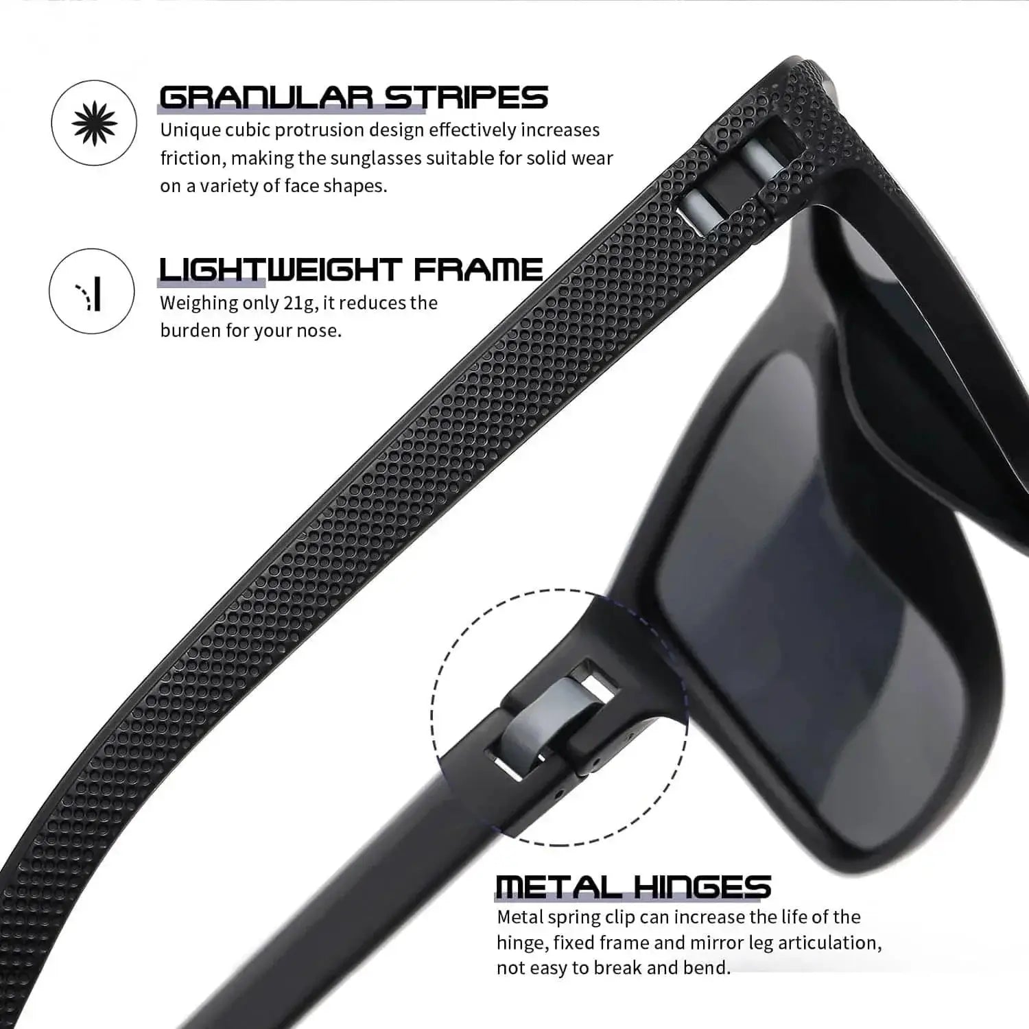 Crixalis 3PCS UV400 Polarized Square Sunglasses For Men
