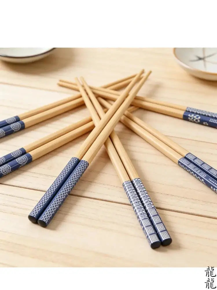 Reusable Bamboo Chopsticks Set 5 Pairs Handmade Eco Friendly Natural Wood Sushi - product image 3