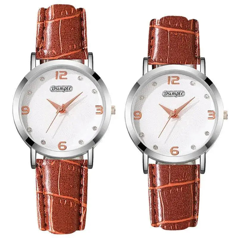 Luxury Leather Quartz Watches Set for Couples Stylish Duo