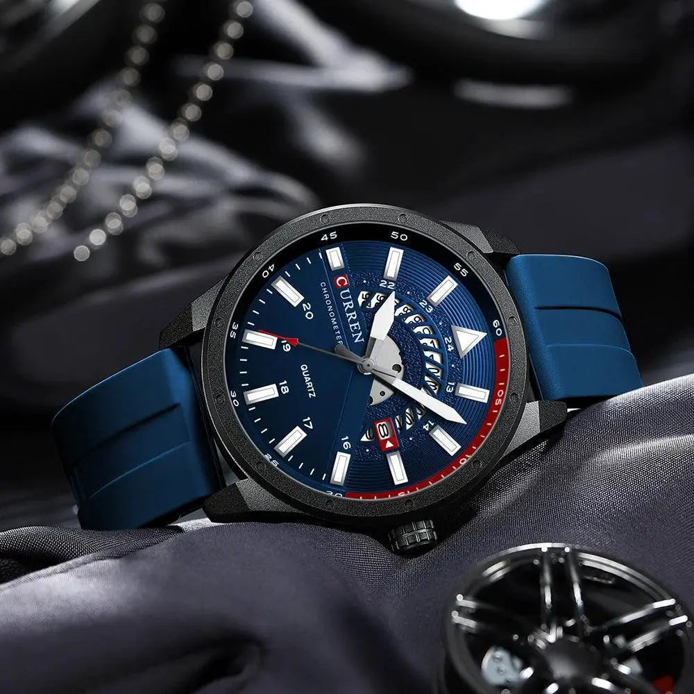 Curren Mens Luxury Silicone Band Fashion Wristwatch