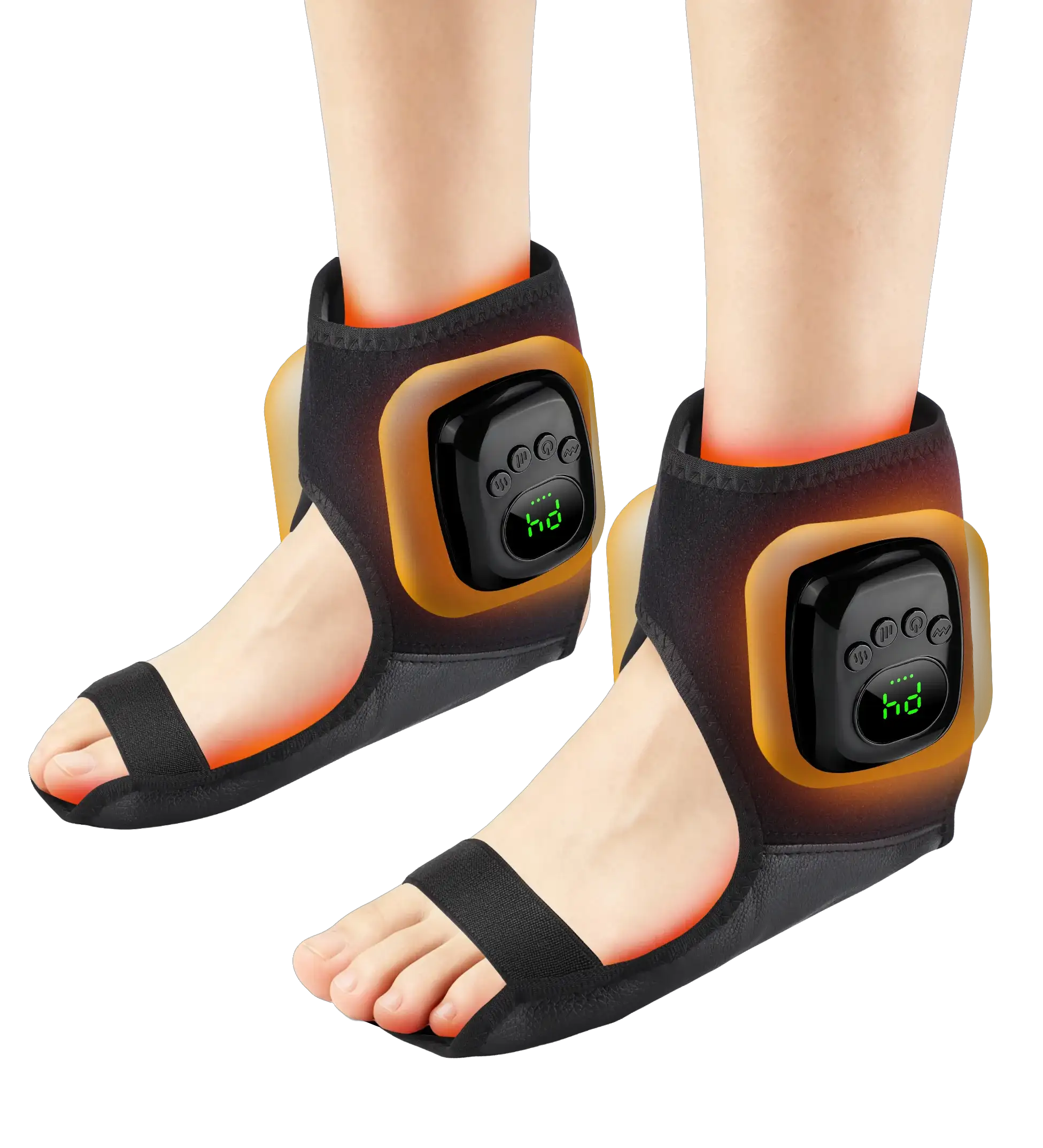 Rechargeable Air Compression Ankle Massager with Heat 3 Modes 4 Levels Heated Foot Wrap Pneumatic Ankle Foot Muscle Relaxer