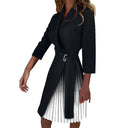 Pleated Patchwork Belted Blazer Dress