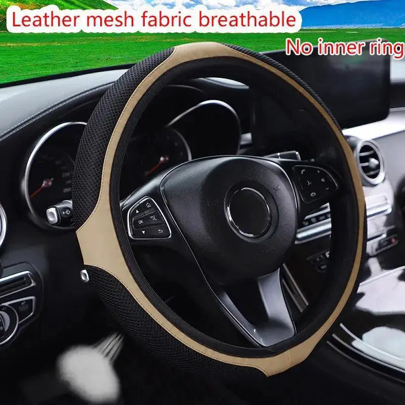Breathable Leather Steering Wheel Cover — product view 11