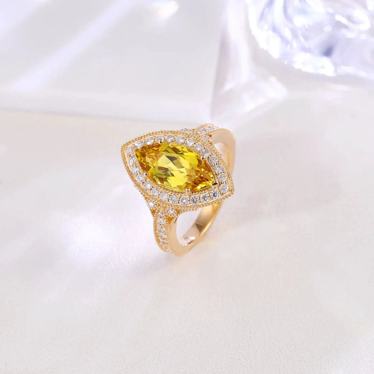 Vintage Yellow Crystal Ring — product image 2