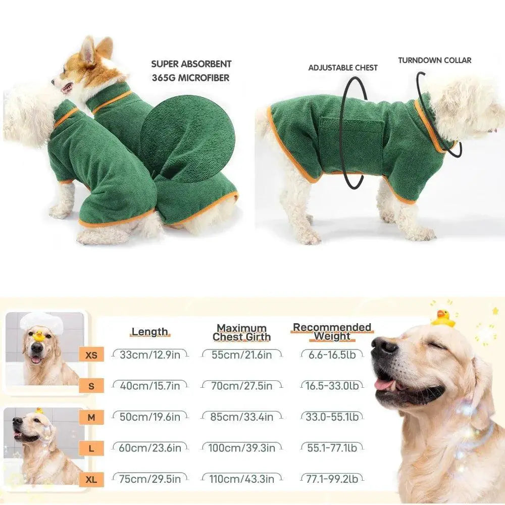 Pet Bathrobe Towel Quick Dry Moisture Absorbent Coat