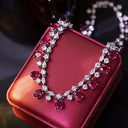 Elegant Sterling Silver Ruby Necklace