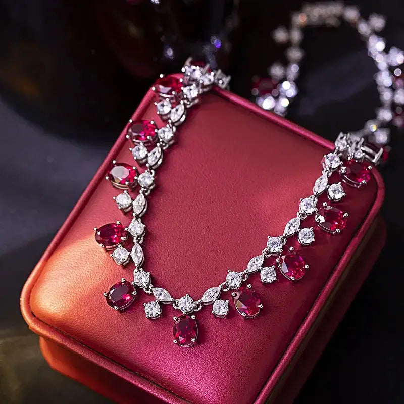 Elegant Sterling Silver Ruby Necklace — product image 4