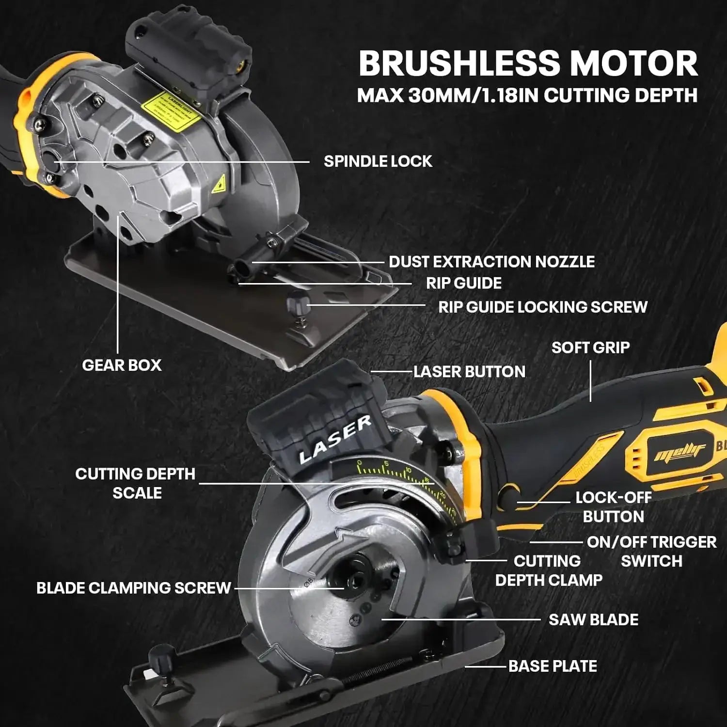 Cordless Mini Circular Saw With Laser Guide 20V Max