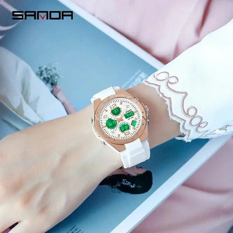SANDA Women LED Sports Watch Waterproof Timepiece Pro