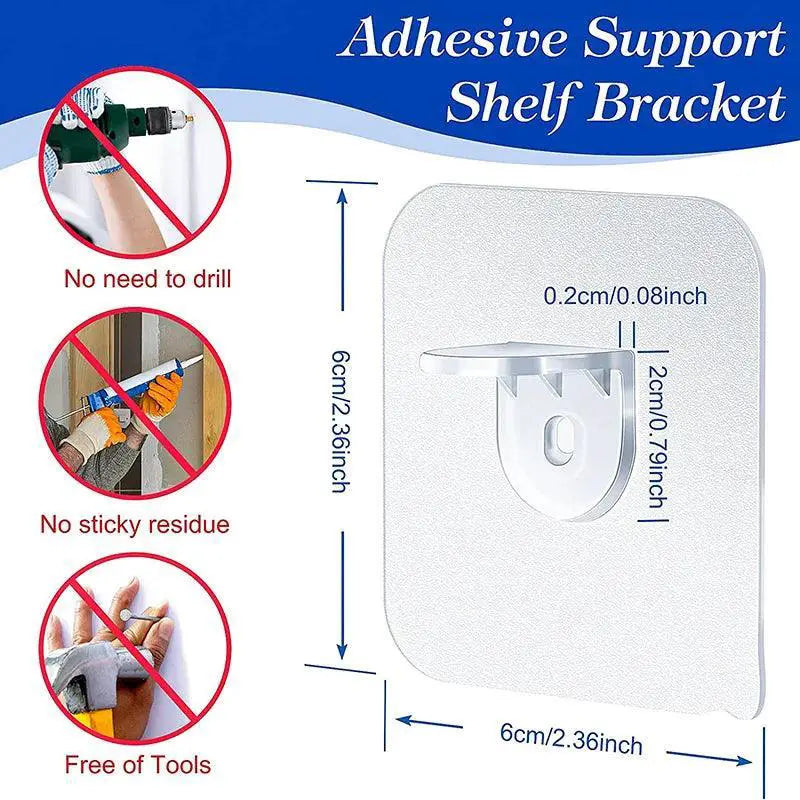 Adhesive Shelf Bracket With Strong Load Capacity And Clear