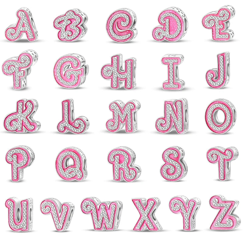 Sterling Silver Romantic Pink Letters