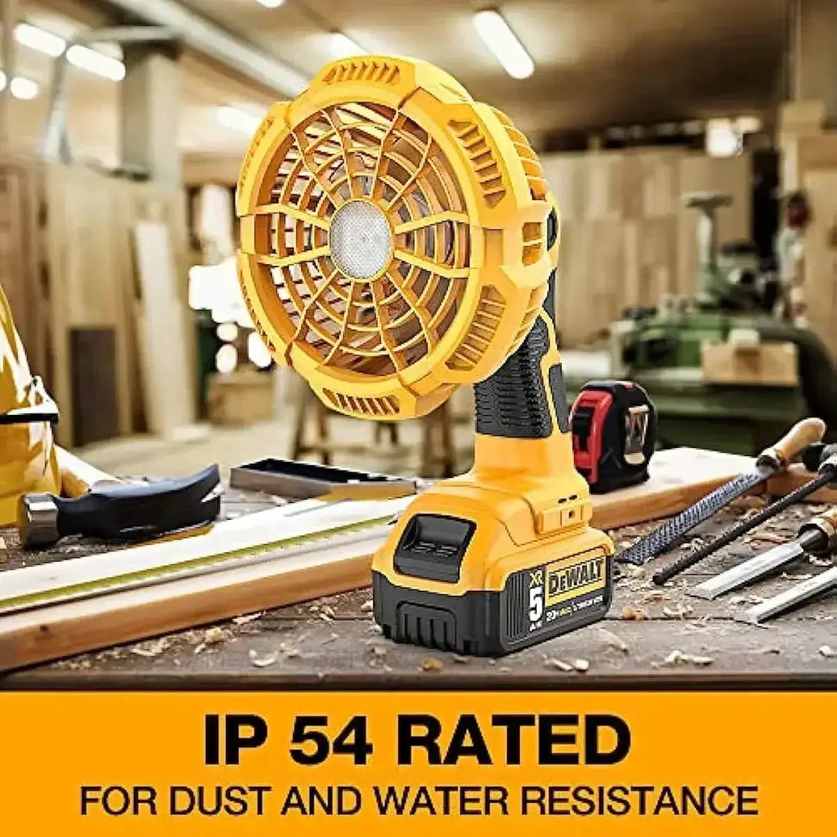 Portable Jobsite Fan With LED Light For Outdoor Cooling