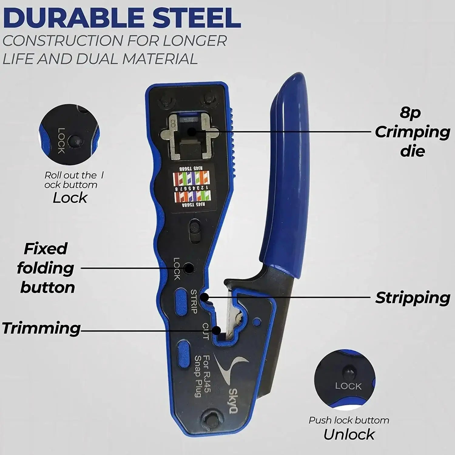 ZoeRax RJ45 Crimp Tool For Ethernet Installation Pro