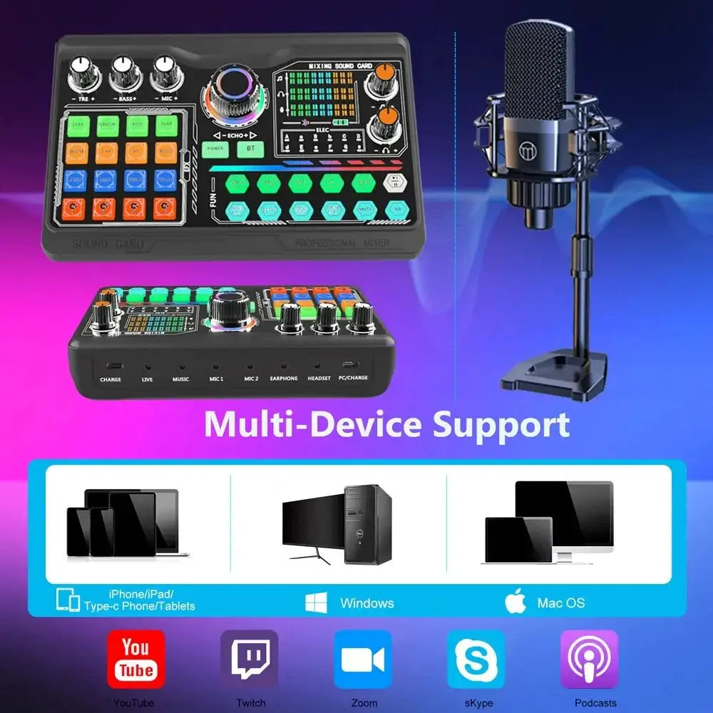 Zealsound Podcast Microphone Sound Card Kit Bundle