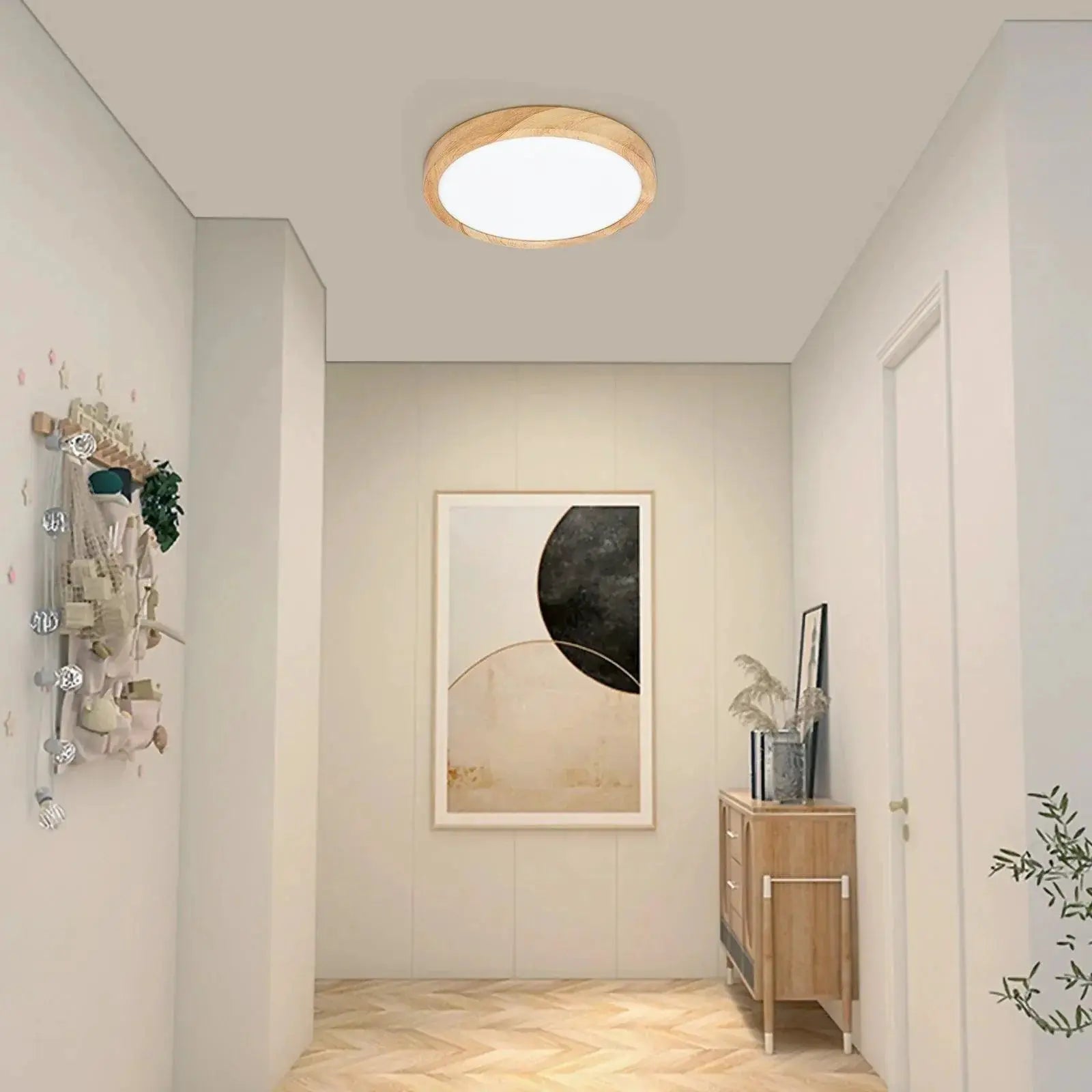 Golden Wood Grain LED Ceiling Light Modern Illumination