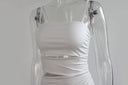 Women White Spaghetti Strap Backless Bodycon Mini Dress For Party Nightclub Slim
