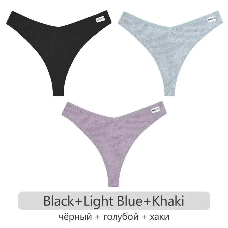 Cotton Waffle G String Thongs Seamless Lingerie Essentials