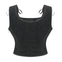 Vintage Gothic Lace-Up Corset Tank Top for Women
