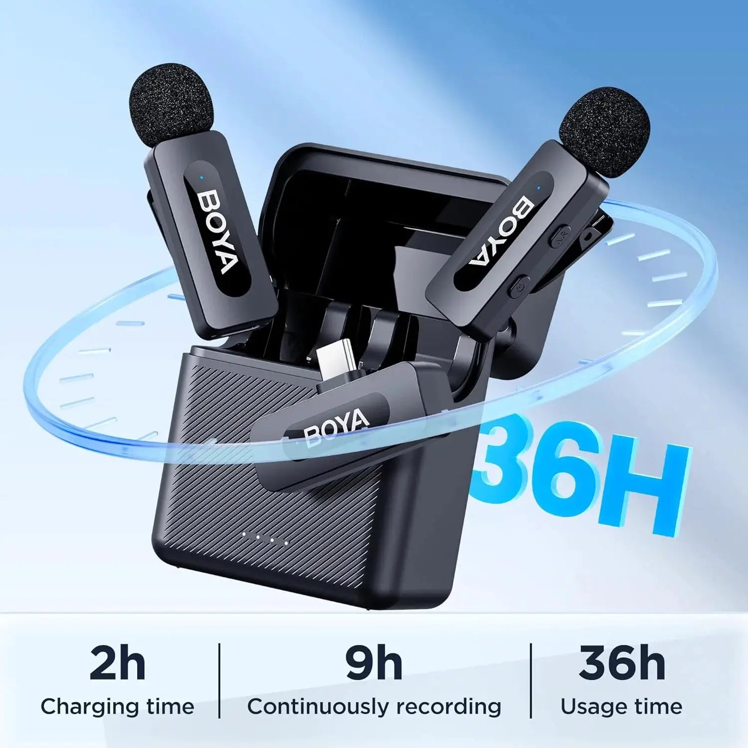 BOYA BY-V3 Wireless Lavalier Microphone for iPhone 15/16 Series Samsung DJI Pocket 3 Type-c Smartphones Cameras Video Recording