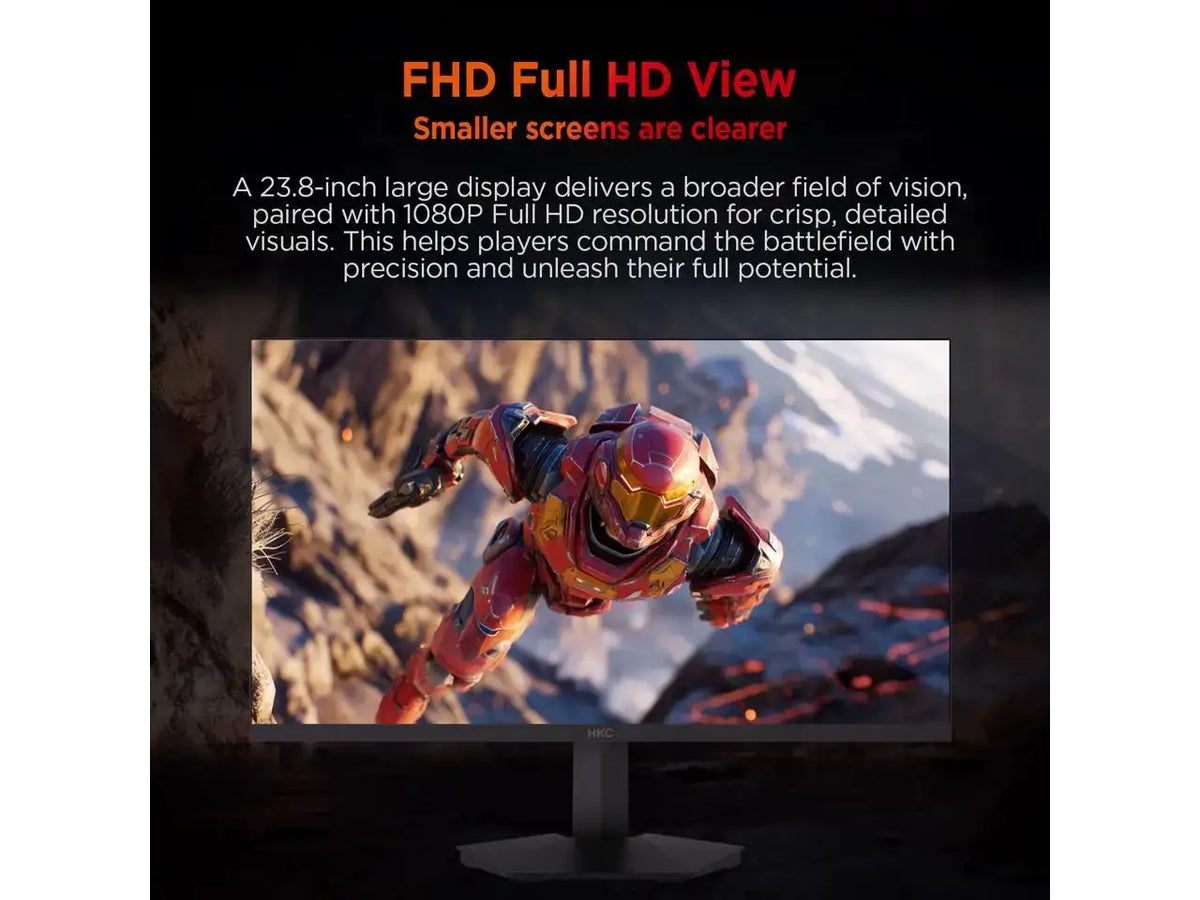 HKC 24 inch (23.8" viewable) Full HD 260hz Fast IPS 1ms HDR400 Low Blue Light 125% sRGB Compact Stand Gaming Computer Monitor G24H3D