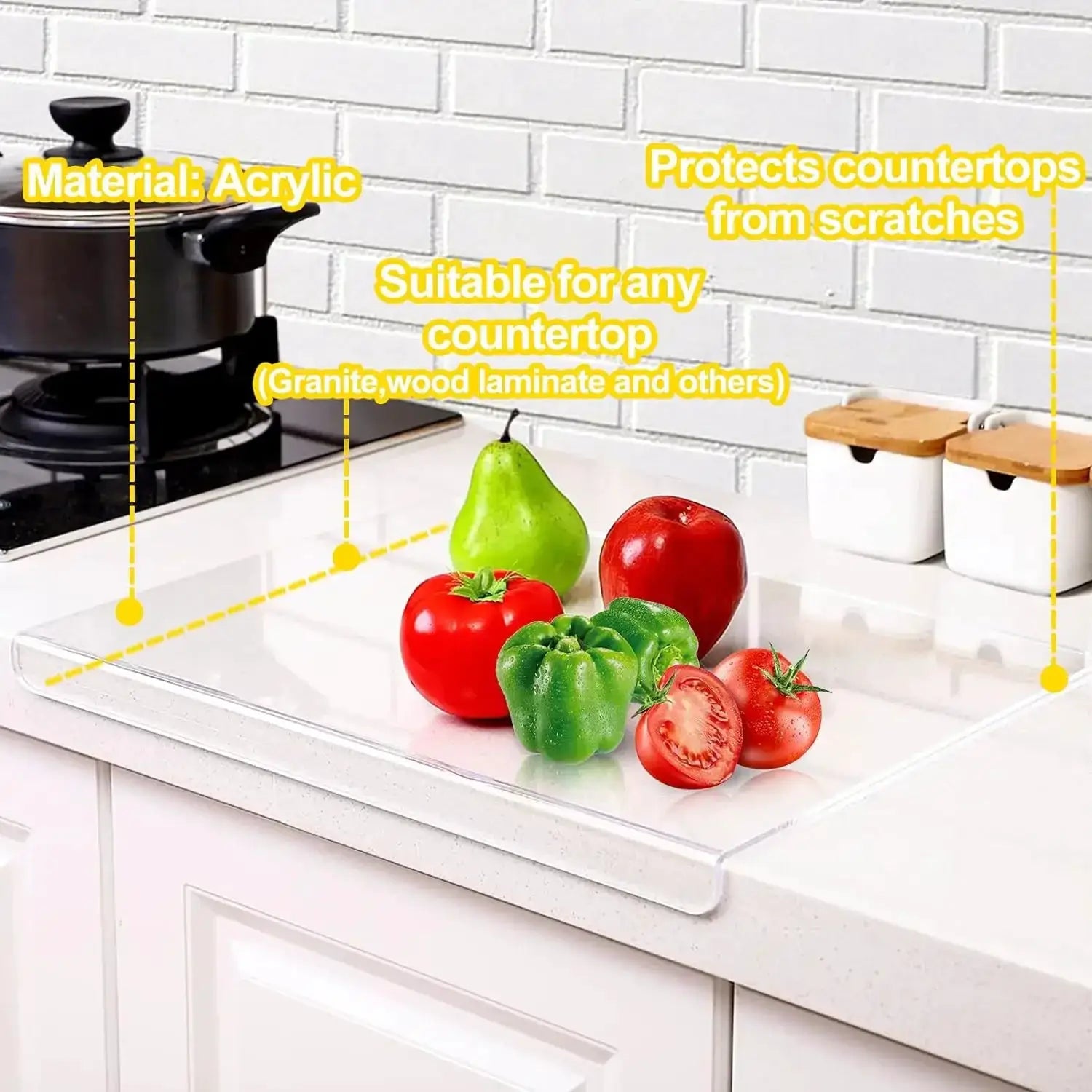 Acrylic Transparent Cutting Board With Lip Anti Slip Gadget