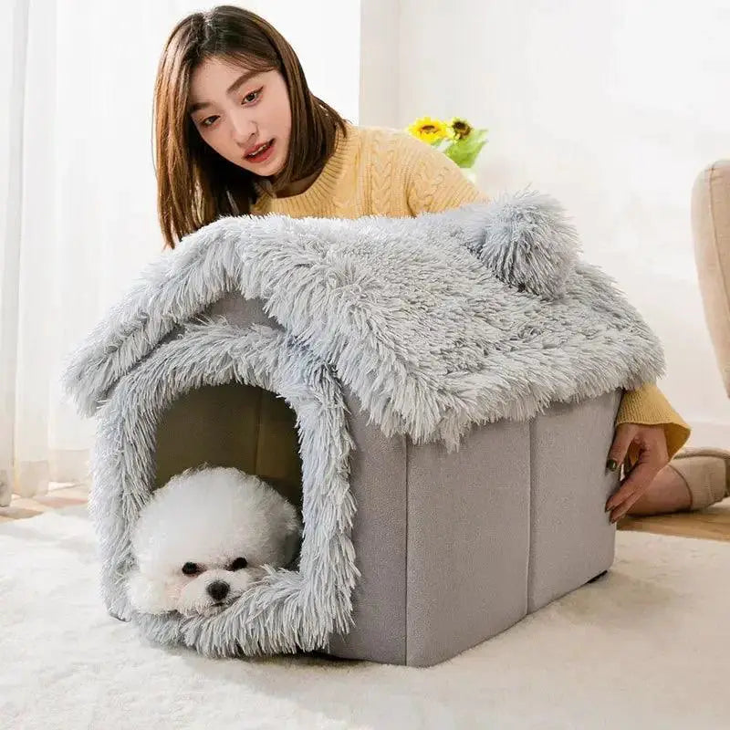 Foldable Winter Warm Cat Bed For Small Pets Cozy Nest