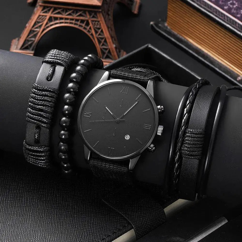 Sporty Nylon Watch Set For Modern Men 4 Piece Collection