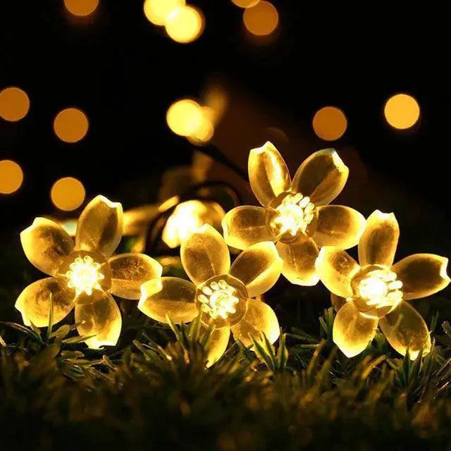 Solar Cherry Blossom String Lights Outdoor Eco Decor