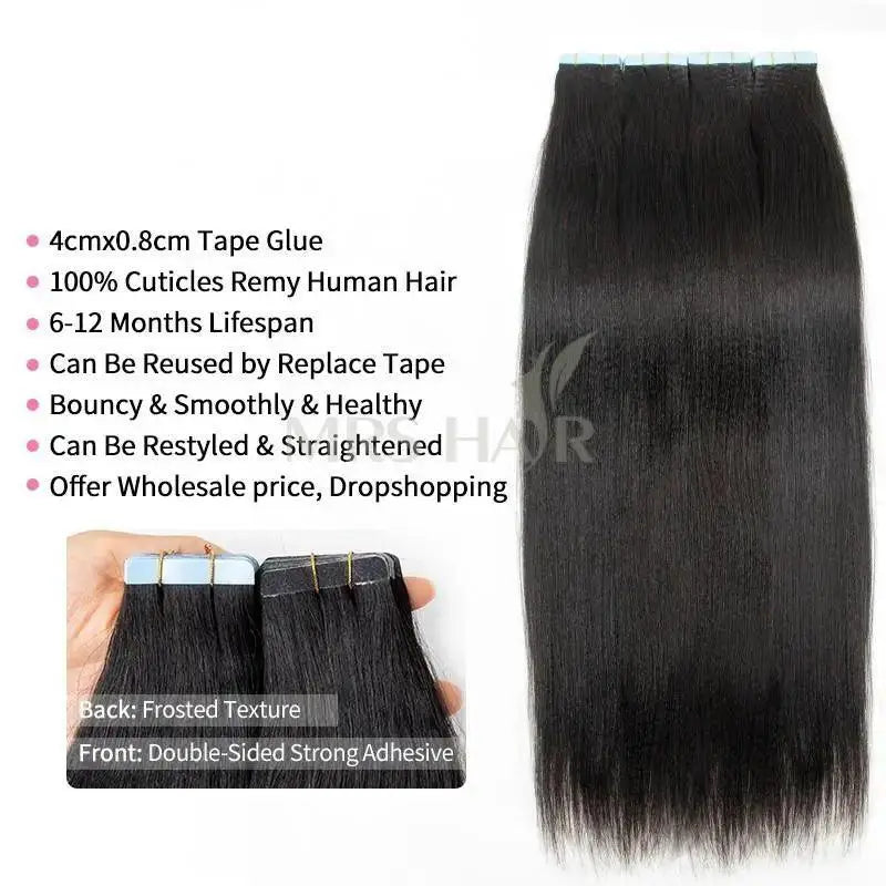 Yaki Straight Tape In Extensions Remy Hair 12 26 Inches