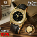 Watchdives WD1954 Men Watches Tiger Eye Stone Dial VH31 Sweep Quartz Watch Ar Sapphire Lumes BGW9 100M Waterproof Luxury Relojes