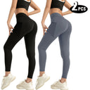 Women Yoga Leggings 2 Pack High Waisted Butt Lift