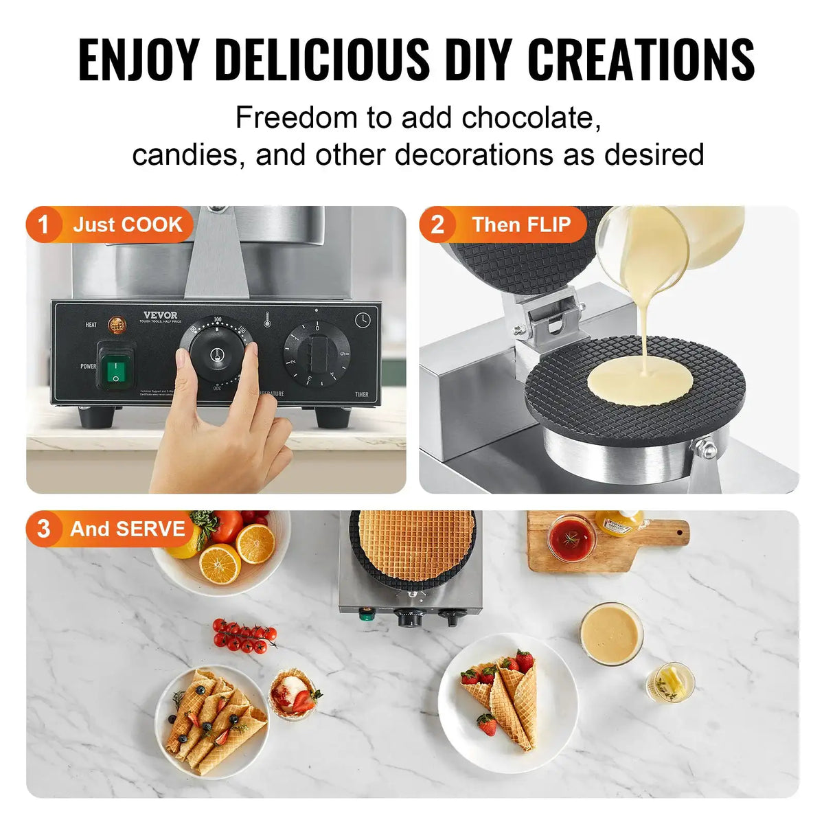 SucceBuy Electric Ice Cream Cone Maker Commercial Non-Stick — product view 6