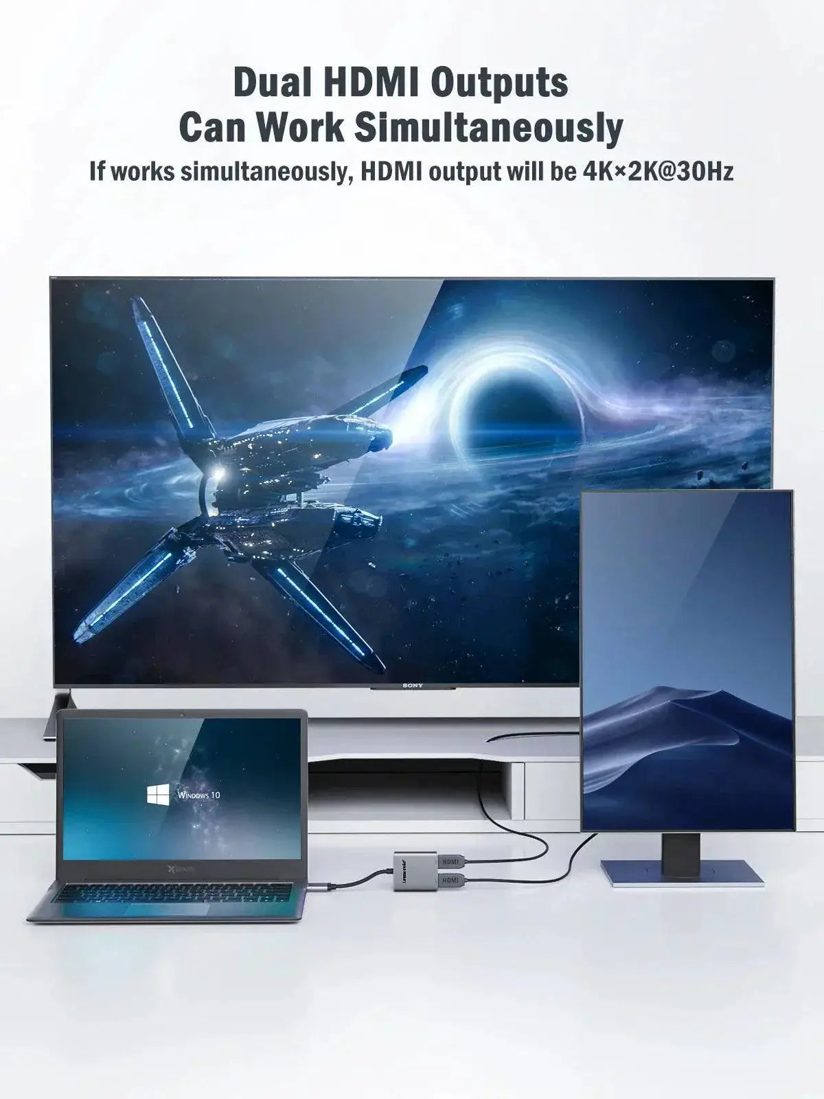Lemorele 2 Port USB C Hub Dual HDMI 4K 60Hz Docking Station