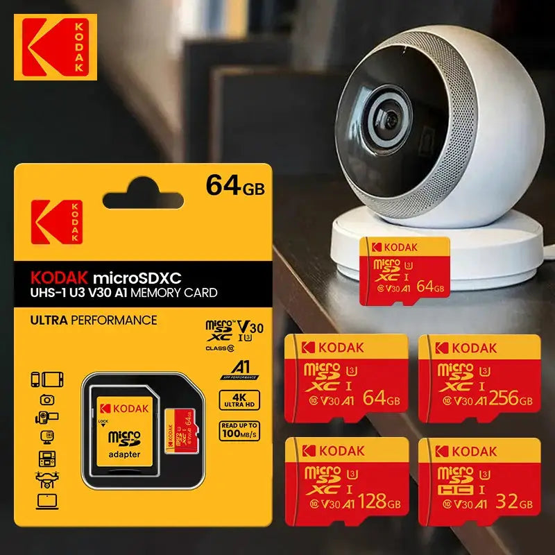 NEW KODAK Micro SD Memory Card 256GB 100MB/s Class10 U3 UHS-I 32GB 64GB 128GB TF SD Card 4K HD For Phone PC