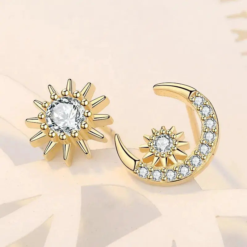 Starlight Elegance Sterling Silver Star Stud Earrings Zircon