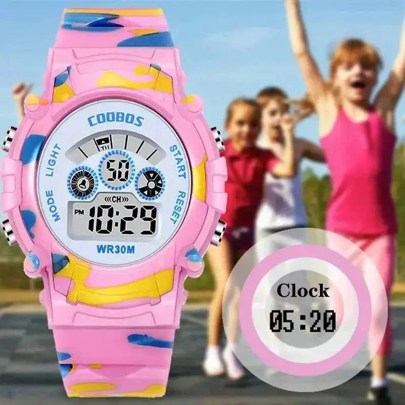 Kids LED Camo Alarm Watch Timepiece For Boys And Girls