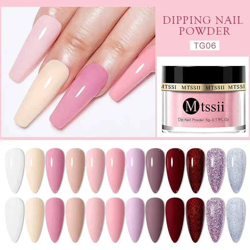 Sparkling Nude Pink Dipping Nail Powder 5G 10G Glitter