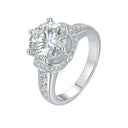 Round Moissanite Ring in Sterling Silver Elegant