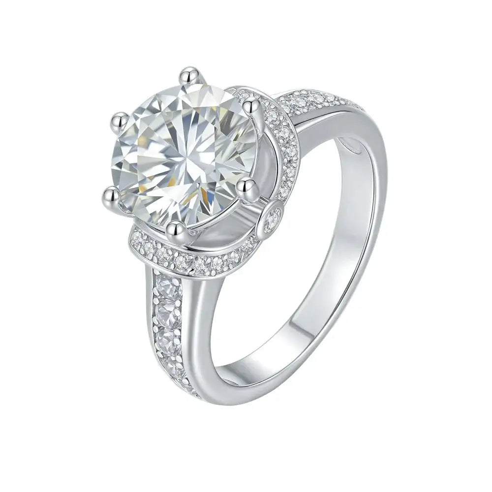 Round Moissanite Ring in Sterling Silver Elegant — product view 5